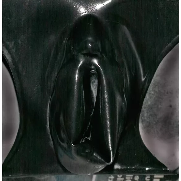 LATEX - дамски бикини с вагинален презерватив - черни - M