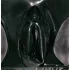 LATEX - дамски бикини с вагинален презерватив - черни - XL