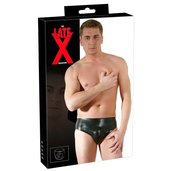 LATEX - мъжко бельо с вътрешен пенис и анално дилдо (черно)