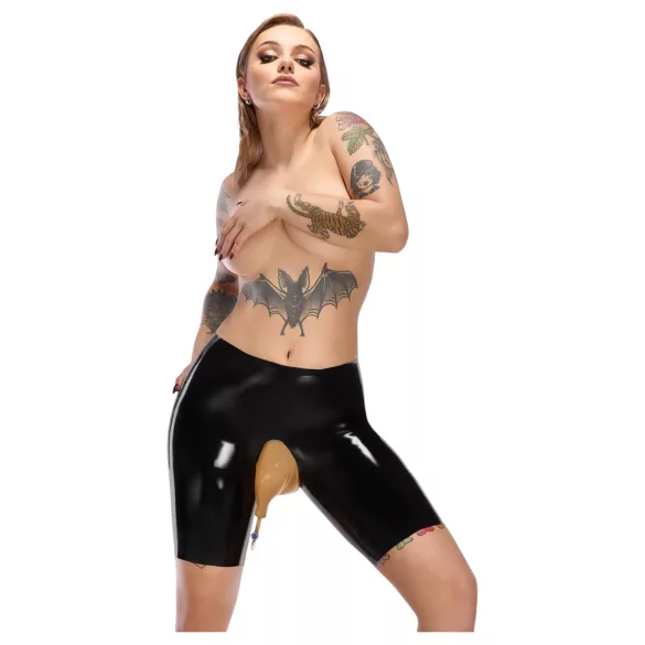 LATEX - Латексово бельо с отвор, черно