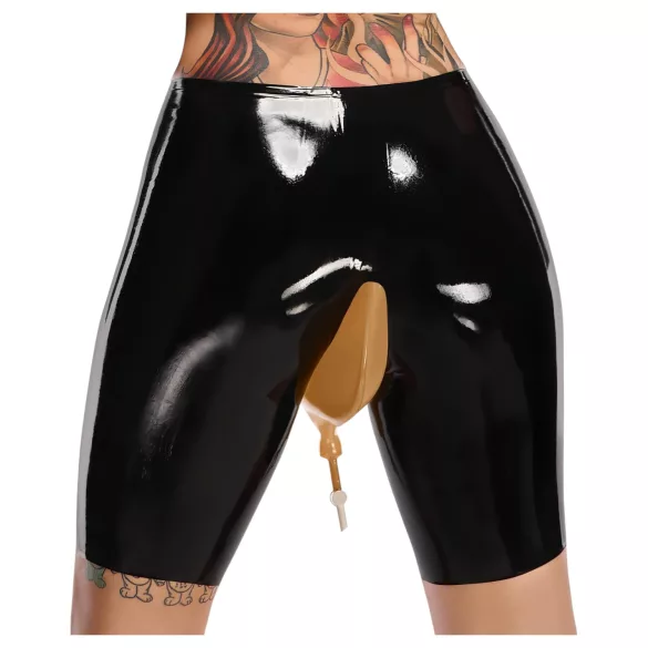LATEX - Латексово бельо с отвор, черно