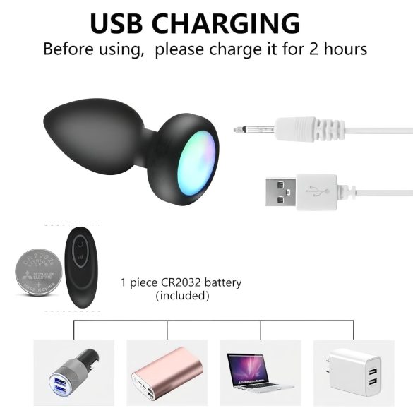 Mrow - анален вибратор с осветление и дистанционно - черен