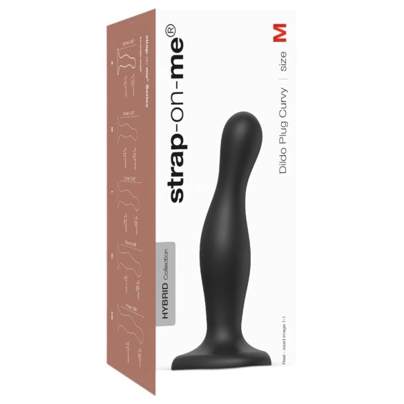 Strap-on-me Curvy M - вълнообразно дилдо със стойка (черно)