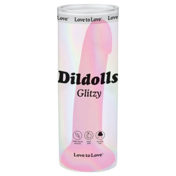 Dildolls Glitzy - силиконово дилдо с вендуза (розово)