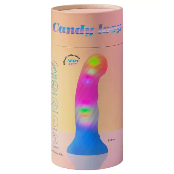 Love to Love Candy Loop - светещ силиконов вибратор с LED (розово-син) - 16,9 см