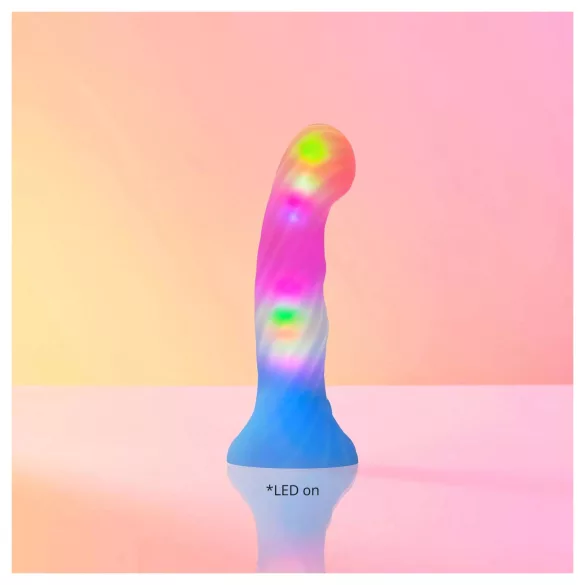 Love to Love Candy Loop - светещ силиконов вибратор с LED (розово-син) - 16,9 см