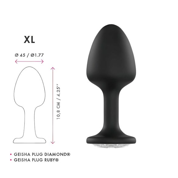 Dorcel Geisha Plug Diamond XL - черен анален плъг с бяло камъче
