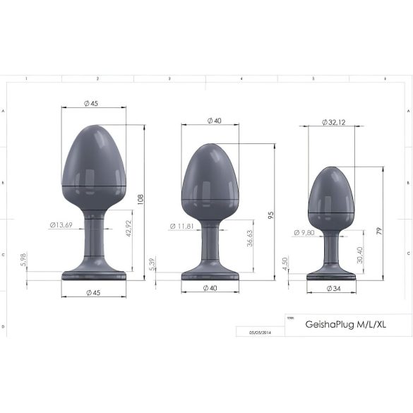 Dorcel Geisha Plug Diamond XL - черен анален плъг с бяло камъче