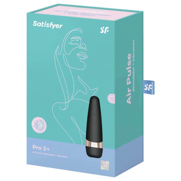 Satisfyer Pro 3+ - вибратор за клитор - водоустойчив, презареждащ се - черен