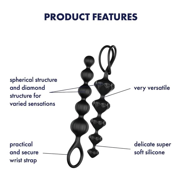 Satisfyer Love Beads - комплект черни анални мъниста
