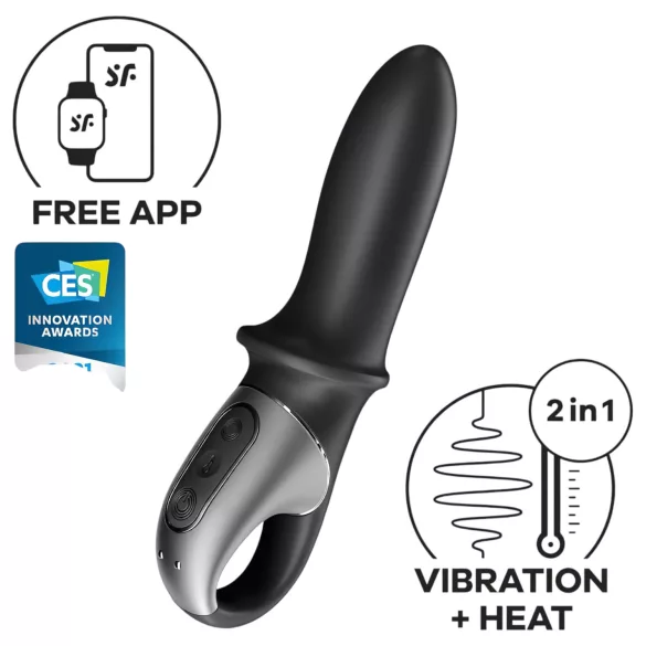 Satisfyer Hot Passion - управлявано чрез приложение затоплящо анално вибраторче (черно)