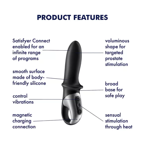 Satisfyer Hot Passion - управлявано чрез приложение затоплящо анално вибраторче (черно)
