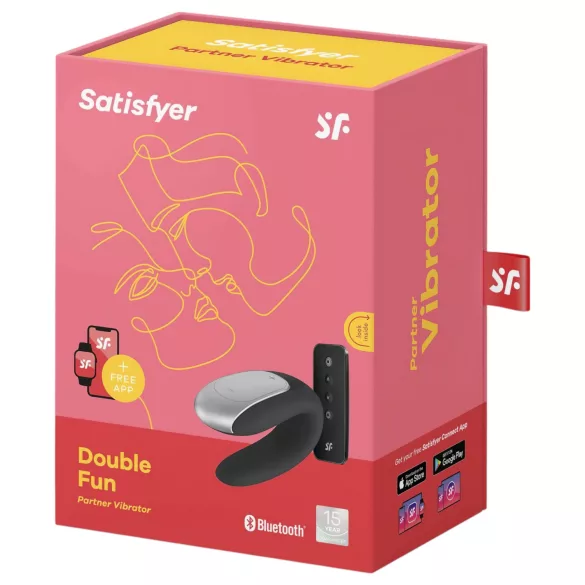 Satisfyer Double Fun - вибратор за двойки с управление чрез приложение (черен)