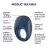 Satisfyer Strong One - Вибриращ пръстен за пенис с управление чрез приложение, за мъже (син)