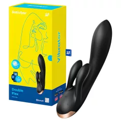   Satisfyer Double Flex - вибратор с щипка за клитор с управление чрез приложение (черен)