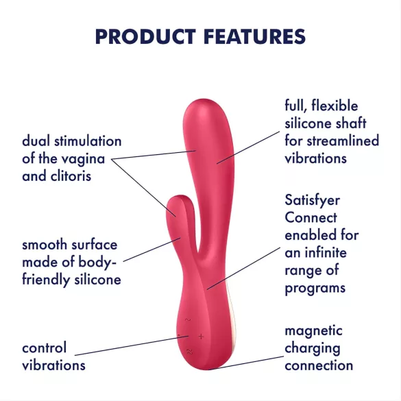Satisfyer Mono Flex - вибратор за двойна стимулация - водоустойчив - червен