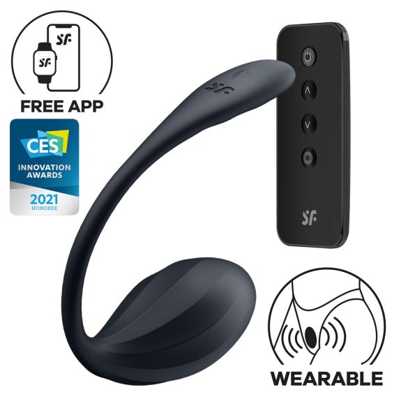 Satisfyer Ribbed Petal - вибро яйце с дистанционно - черно