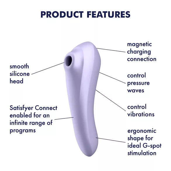 Satisfyer Dual Pleasure - вибратор с въздушни вълни и клитор стимулатор - лилав