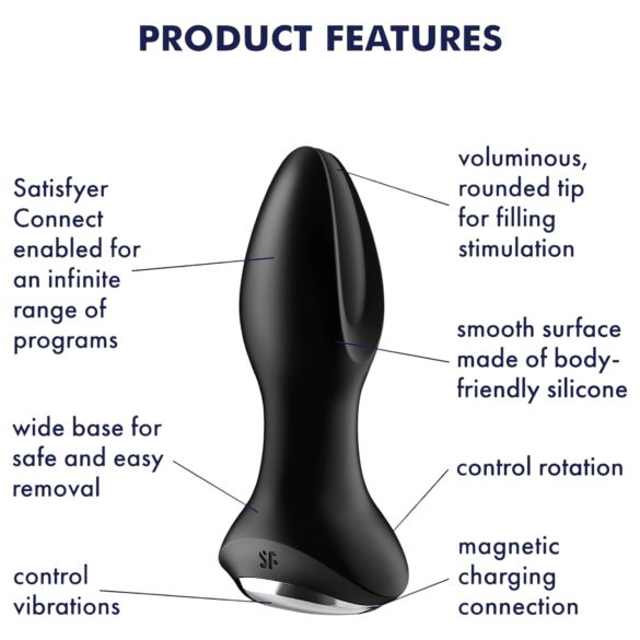 Satisfyer Rotator Plug 2 - анален вибратор с перли - черен
