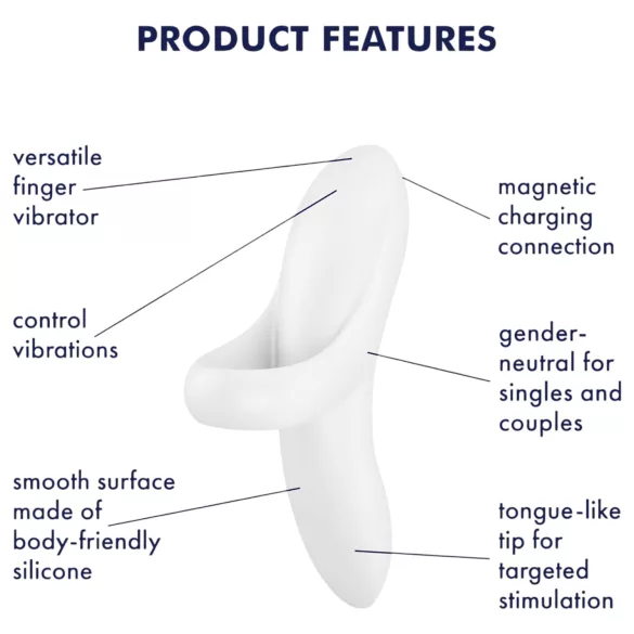 Satisfyer Bold Lover - вибратор за пръст - акумулаторен, водоустойчив, бял