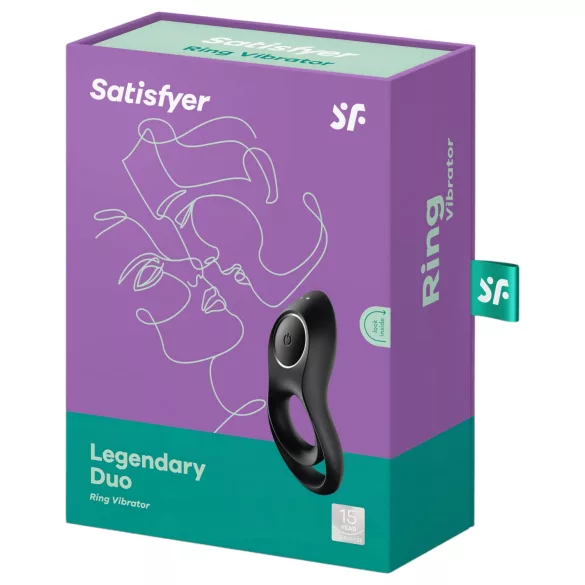 Satisfyer Legendary Duo - вибриращ пенис пръстен с акумулатор - черен