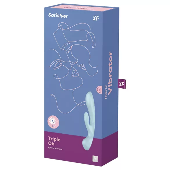 Satisfyer Triple Oh - вибратор с клитор стимулатор - акумулаторен - син