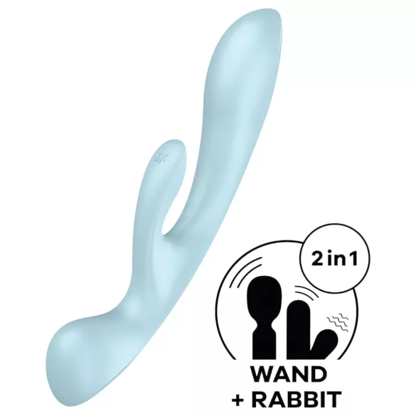 Satisfyer Triple Oh - вибратор с клитор стимулатор - акумулаторен - син