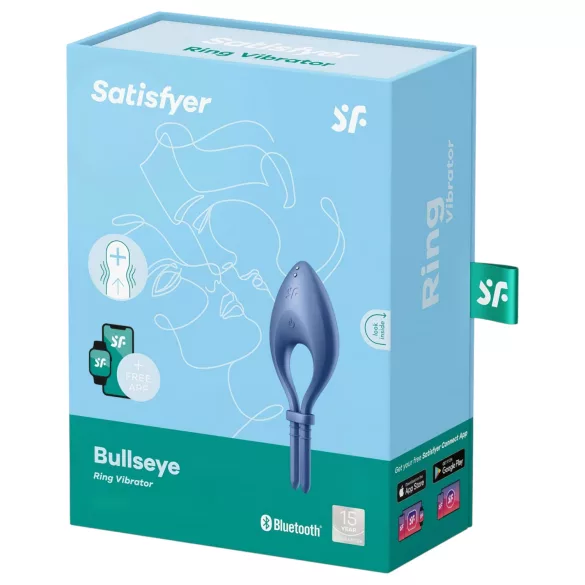 Satisfyer Bullseye - вибриращ пръстен за пенис с управление чрез приложение, за мъже (син)