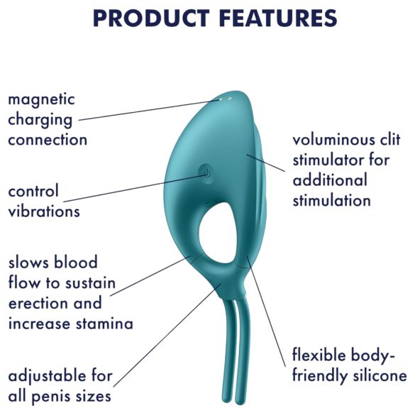 Satisfyer Swordsman - вибриращ пенис пръстен с акумулатор - зелен