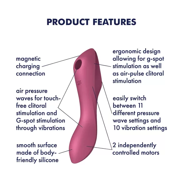 Satisfyer Curvy Trinity 3 - въздушен и вибриращ стимулатор 2в1 - червен