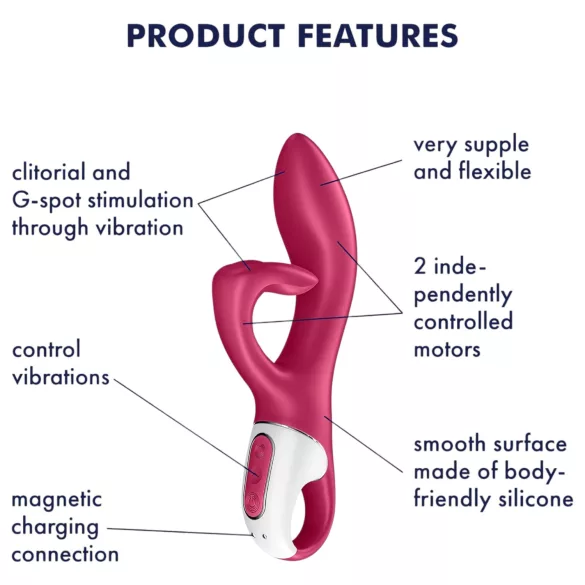 Satisfyer Embrace Me - вибратор с клиторен стимулатор - акумулаторен - червен