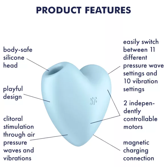 Satisfyer Cutie Heart - вибратор с въздушни вълни за клитор - акумулаторен, син