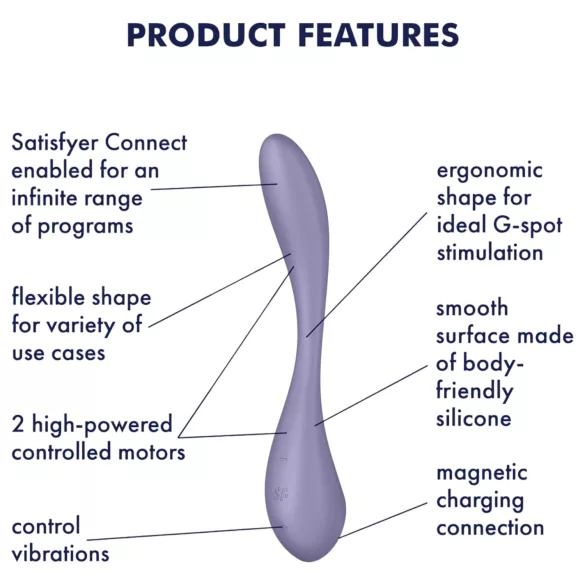 Satisfyer G-spot Flex 5 - вибратор за G-точка с управление чрез приложение (лилав)