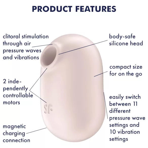 Satisfyer Pro To Go 2 - вибратор с въздушни вълни за клитора - бежов