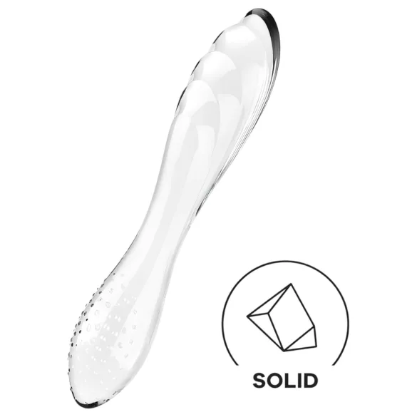 Satisfyer Dazzling Crystal 1 - двустранно стъклено дилдо - прозрачно