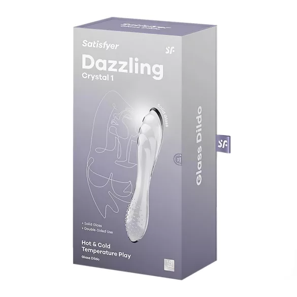 Satisfyer Dazzling Crystal 1 - двустранно стъклено дилдо - прозрачно