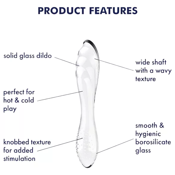 Satisfyer Dazzling Crystal 1 - двустранно стъклено дилдо - прозрачно