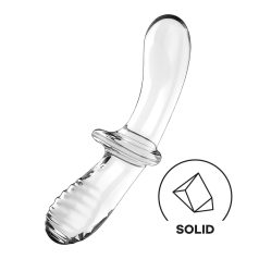   Satisfyer Double Crystal - двустранно стъклено дилдо - прозрачно
