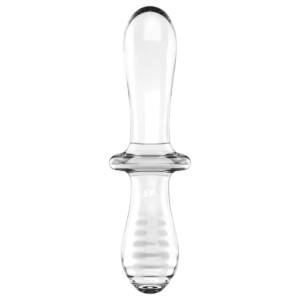 Satisfyer Double Crystal - двустранно стъклено дилдо - прозрачно