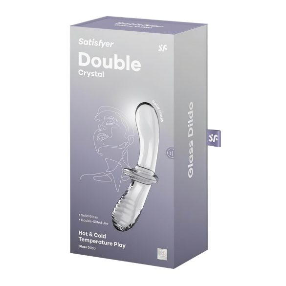 Satisfyer Double Crystal - двустранно стъклено дилдо - прозрачно