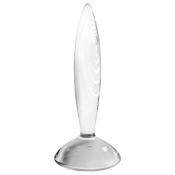 Satisfyer Sparkling Crystal - стъклено дилдо с релеф - прозрачно