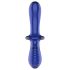 Satisfyer Double Crystal - двоен стъклен дилдо (син)