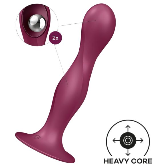 Satisfyer Double Ball-R - дилдо с вендуза и тежести - червен