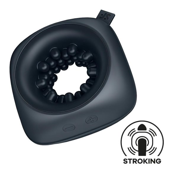Сатисфаер Ring Stroker - акумулаторен вибриращ мастурбатор (черен)