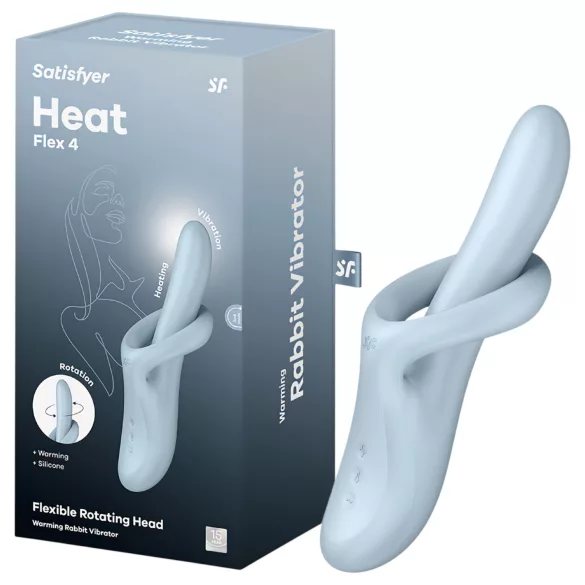 Satisfyer Heat Flex 4 - загряващ вибратор с клиторен накрайник (син)