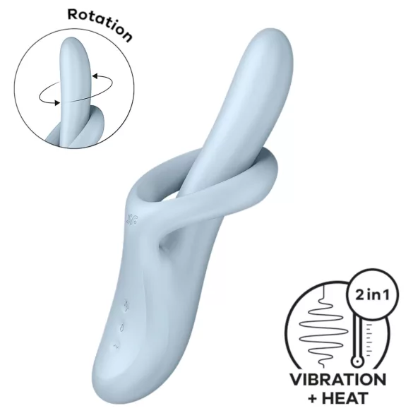 Satisfyer Heat Flex 4 - загряващ вибратор с клиторен накрайник (син)