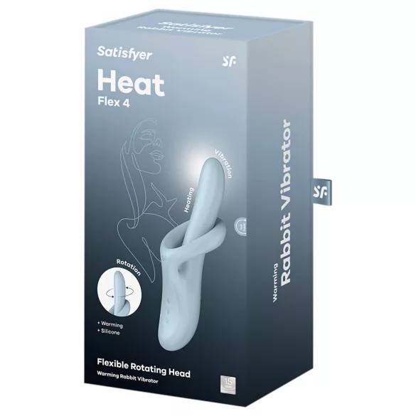 Satisfyer Heat Flex 4 - загряващ вибратор с клиторен накрайник (син)