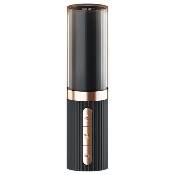 Satisfyer Deep Kiss - вибратор със въздушни вълни - черен, форма червило