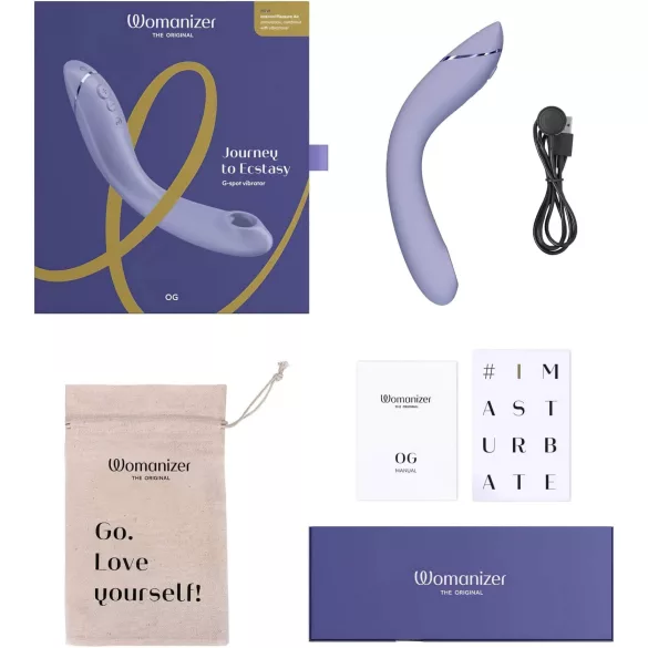 Womanizer OG - вибратор за G-точка 2в1 с въздушни вълни - презареждащ, лилав