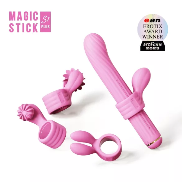 Magic Stick - вибратор със сменяеми накрайници (розов)